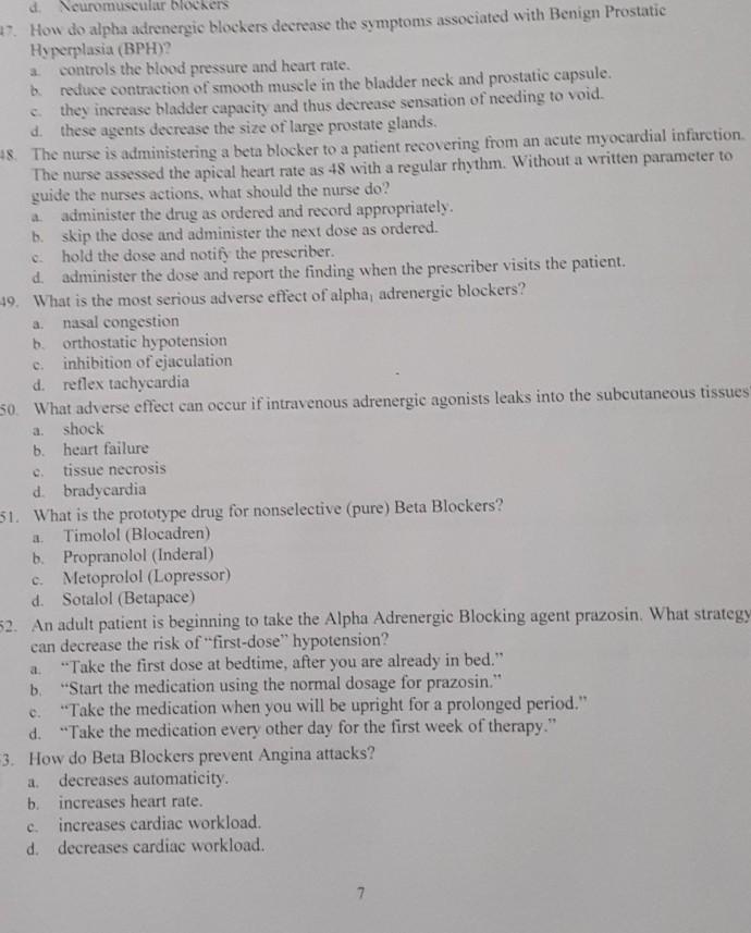 A D Neuromuscular Blockers How Do Alpha Adrenergic Blockers Decrease The Symptoms Associated With Benign Prostatic H 1