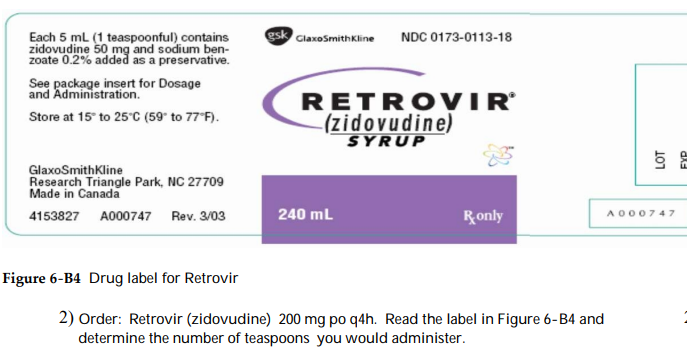 Gsk Claxosmithkline Ndc 0173 0113 18 Each 5 Ml 1 Teaspoonful Contains Zidovudine 50 Mg And Sodium Ben Zoate 0 2 Adde 1