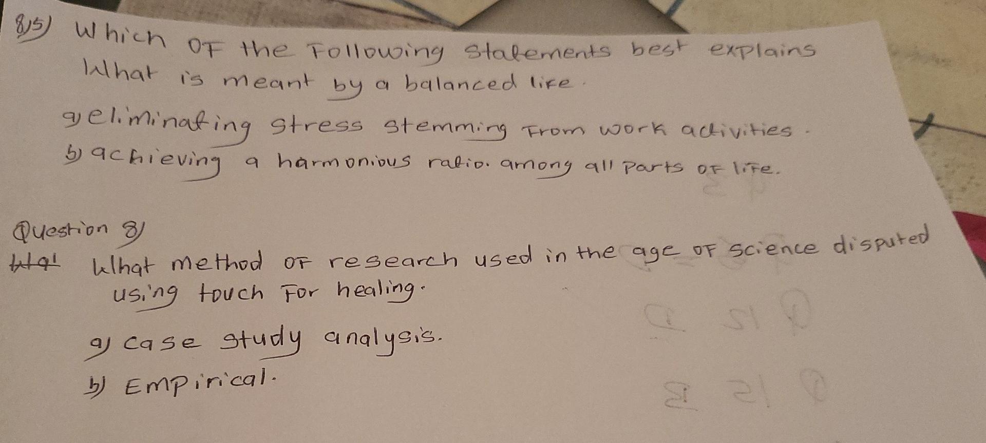 85 Which Of The Following Statements Best Explains What Is Meant By A Balanced Like Geliminating Stress Stemming From 1