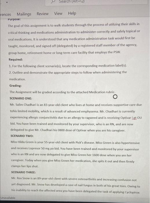 Search Alt Rences Mailings Review View Help Purpose The Goal Of This Assignment Is To Walk Students Through The Proce 1