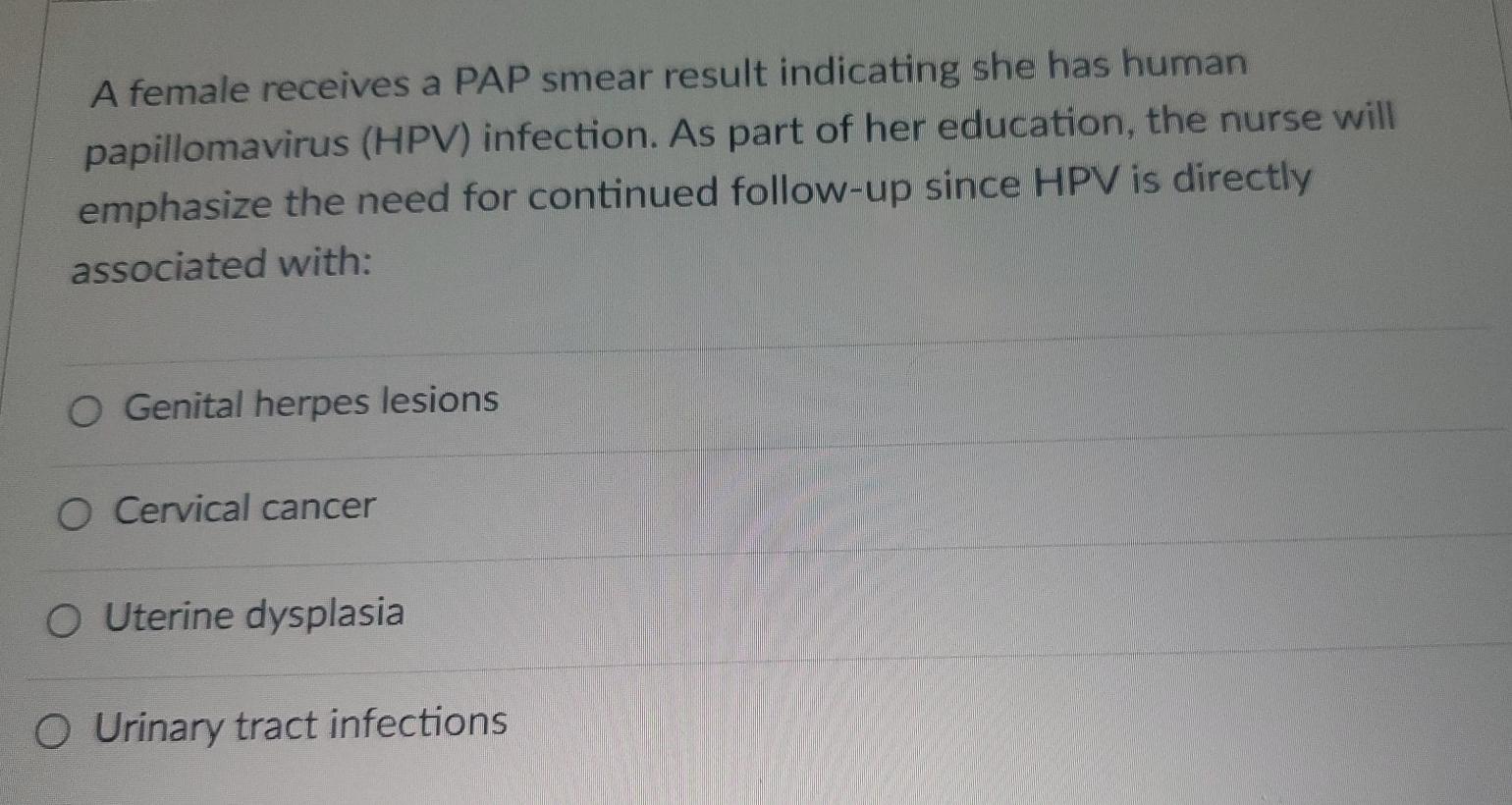 A Female Receives A Pap Smear Result Indicating She Has Human Papillomavirus Hpv Infection As Part Of Her Education 1