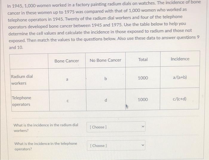 In 1945 1 000 Women Worked In A Factory Painting Radium Dials On Watches The Incidence Of Bone Cancer In These Women U 1