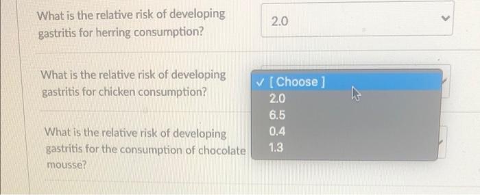 An Outbreak Of Gastritis Occurred On A Cruise Ship The Data In The Following Table Were Obtained Shortly After The Outb 2
