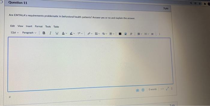Pts Name The Requirements Of Emtala Edit View Insert Format Tools Table Tions 120 Paragrahv Biu A 2 4 5 5 Menu Cour 2