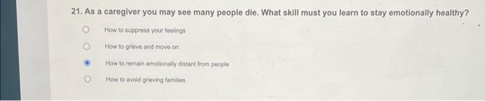 21 As A Caregiver You May See Many People Die What Skill Must You Learn To Stay Emotionally Healthy How To Suppress Y 1