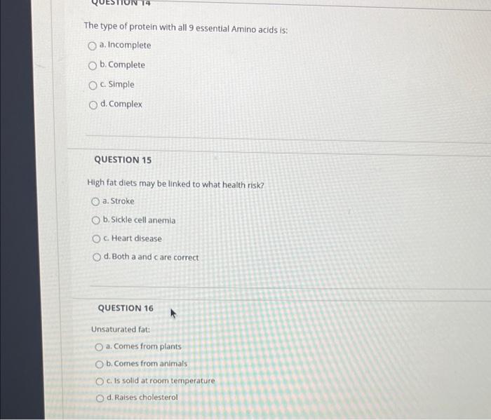 Hemaining Time 1 Hour 48 Minutes 47 Seconds Question Completion Status Question The Type Of Protein With All Essentia 3