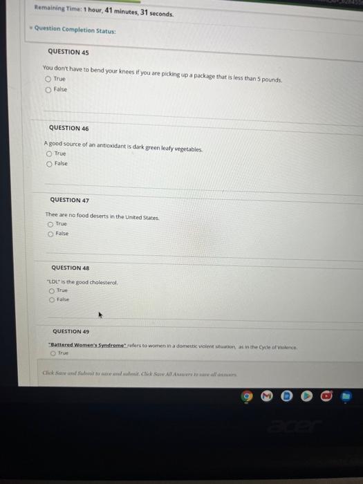 Remaining Time 1 Hour 41 Minutes 31 Seconds Question Completion Status Question 45 You Don T Have To Bend Your Knee 1
