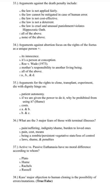 33 Arguments Against The Death Penalty Include 2 The Law Is Not Applied Fairly B The Law Cannot Be Mitigated In Cas 1