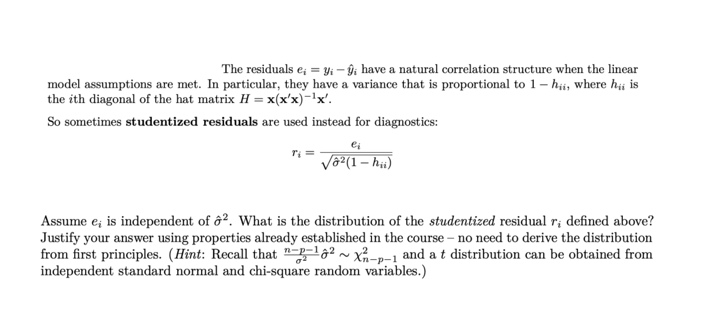 The Residuals E Yi Gi Have A Natural Correlation Structure When The Linear Model Assumptions Are Met In Particular 1