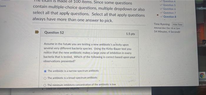 Oom Made Of 100 Items Since Some Questions Contain Multiple Choice Questions Multiple Dropdown Or Also Select All That 1