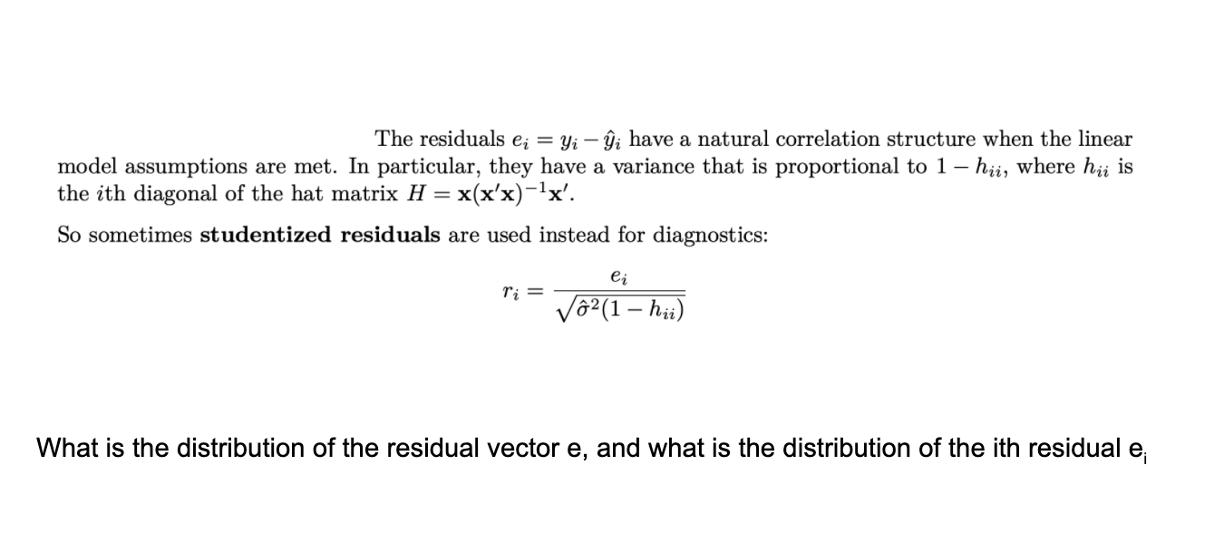 The Residuals E Yi Gi Have A Natural Correlation Structure When The Linear Model Assumptions Are Met In Particular 1