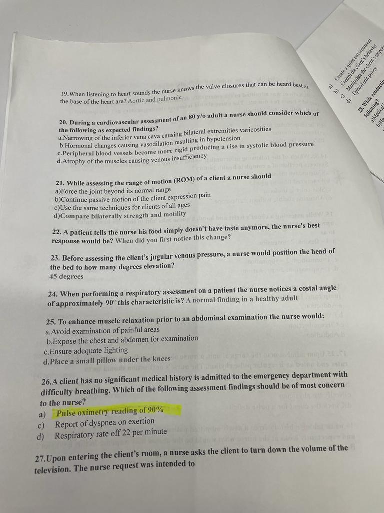 Tenvironment The Client S Re Create The Wechavior 19 When Listening To Heart Sounds The Nurse Knows The Valve Closures 1