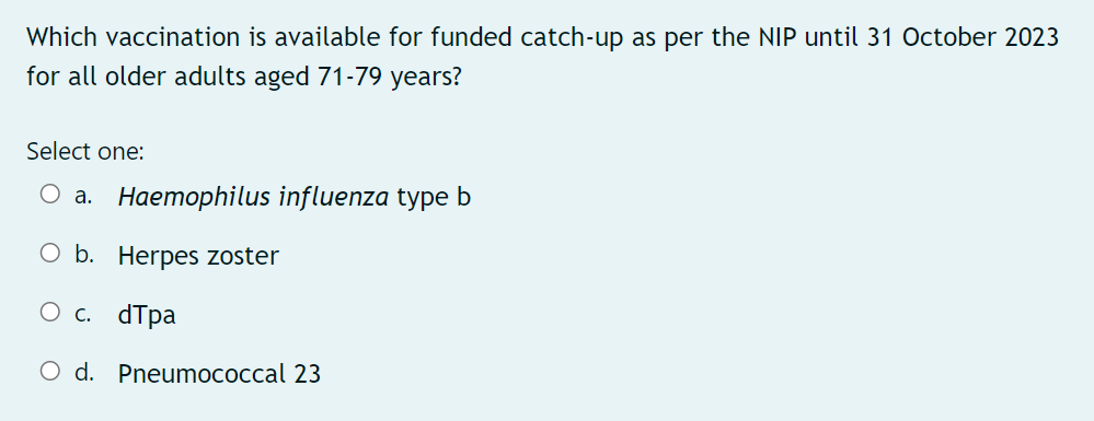 Which Vaccination Is Available For Funded Catch Up As Per The Nip Until 31 October 2023 For All Older Adults Aged 71 79 1