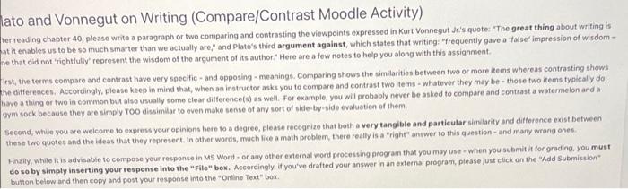 Lato And Vonnegut On Writing Compare Contrast Moodle Activity Ter Reading Chapter 40 Please Write A Paragraph Or Two 2