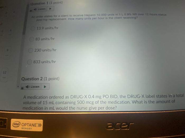 A Medication Ordered As Drug X 0 4 Mg Po Bid The Drug X Label States In A Total Volume Of 15 Ml Containing 500 Mcg Of T 2