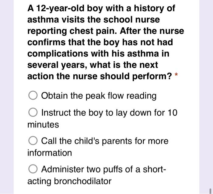 A 7 Year Old Girl With A History Of Asthma Tells The School Nurse She Is Interested In Joining One Of The School S Sport 2
