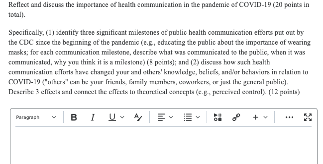 Reflect And Discuss The Importance Of Health Communication In The Pandemic Of Covid 19 20 Points In Total Specificall 1