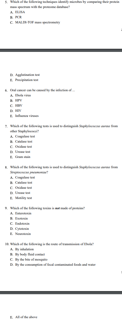 5 Which Of The Following Techniques Identify Microbes By Comparing Their Protein Mass Spectrum With The Proteome Databa 1