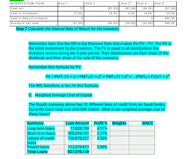 B Calculate Irr C Calculate Wacc 1