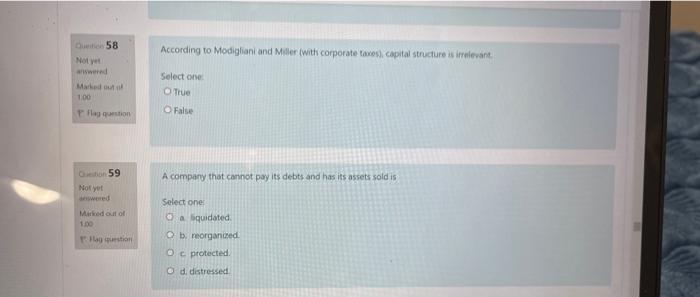 De 58 According To Modigliani And Miller With Corporate Taxes Capital Structure Is Irrelevant Moty Wed Mvh 100 Flaggston 1