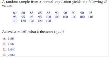 A Random Sample From A Normal Population Yields The Following 25 Values 80 80 85 85 85 90 90 90 90 95 95 95 95 95 100 10 1