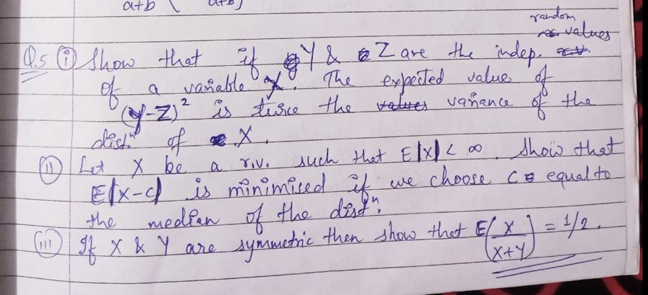 Atb Random A Values 2 The Yz As Show That If Gy To Z Are The Indep At Of Variable Of The Expected Value Of Z Is Tim 1