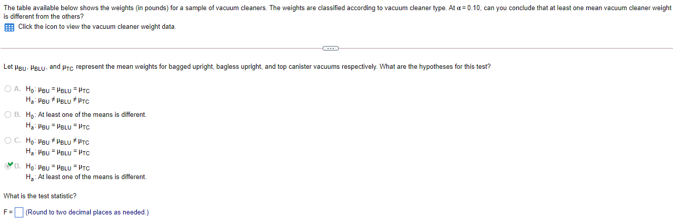 The Table Available Below Shows The Weights In Pounds For A Sample Of Vacuum Cleaners The Weights Are Classified Acco 1