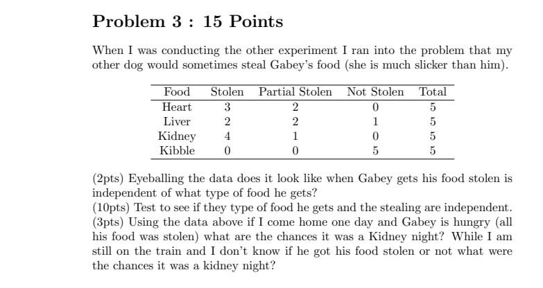 Problem 3 15 Points When I Was Conducting The Other Experiment I Ran Into The Problem That My Other Dog Would Sometime 1