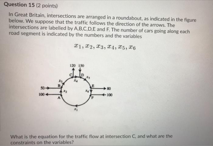 Question 15 2 Points In Great Britain Intersections Are Arranged In A Roundabout As Indicated In The Figure Below W 1
