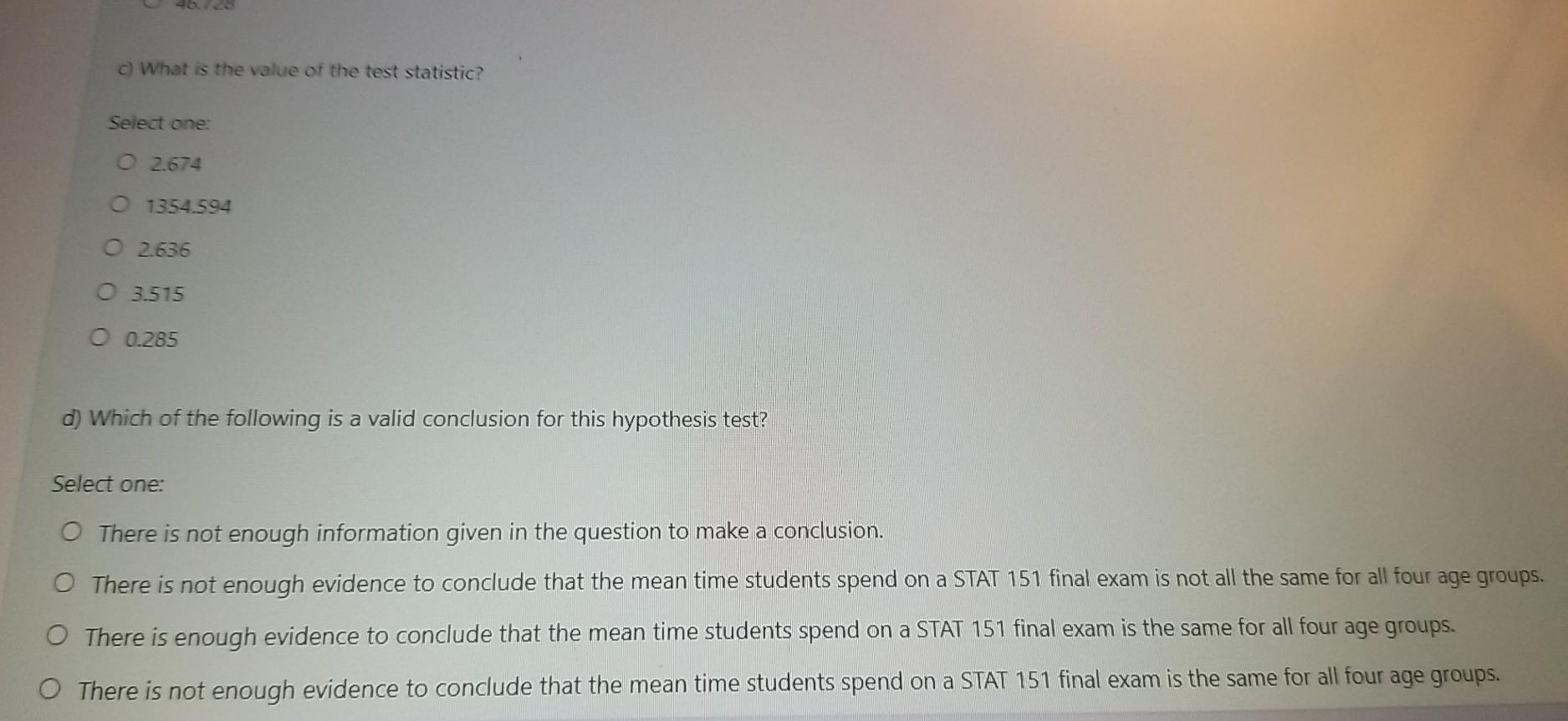 A Stat 157 Instructor Decided To Investigate The Effect Of Age On The Time Students Wrote The Stat 151 Final Exam From E 3