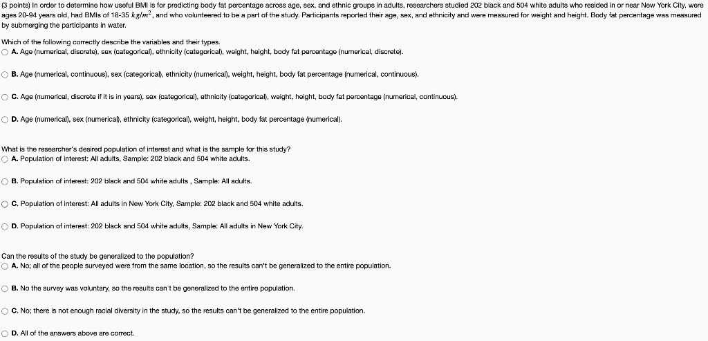 3 Points In Order To Determine How Useful Bmi Is For Predicting Body Fat Percentage Across Age Sex And Ethnic Groups 1