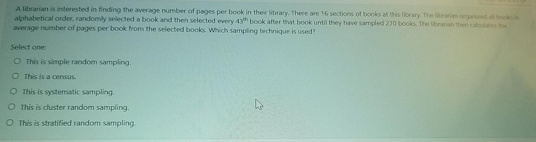 A Librarian Is Interested In Finding The Average Number Of Pages Per Book In Their Library There Are 16 Sections Of Boo 1