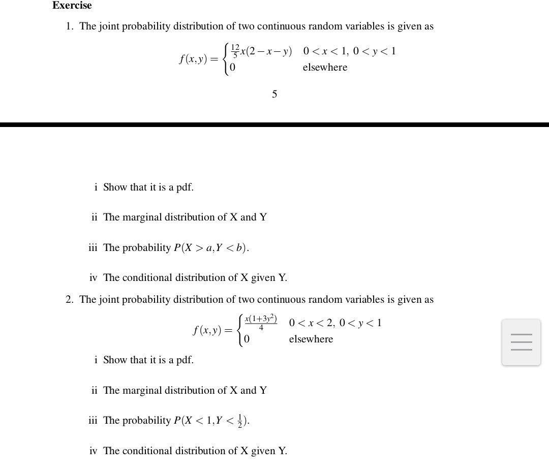 Exercise 1 The Joint Probability Distribution Of Two Continuous Random Variables Is Given As S 13x 2 X Y 0 X 1 0 1
