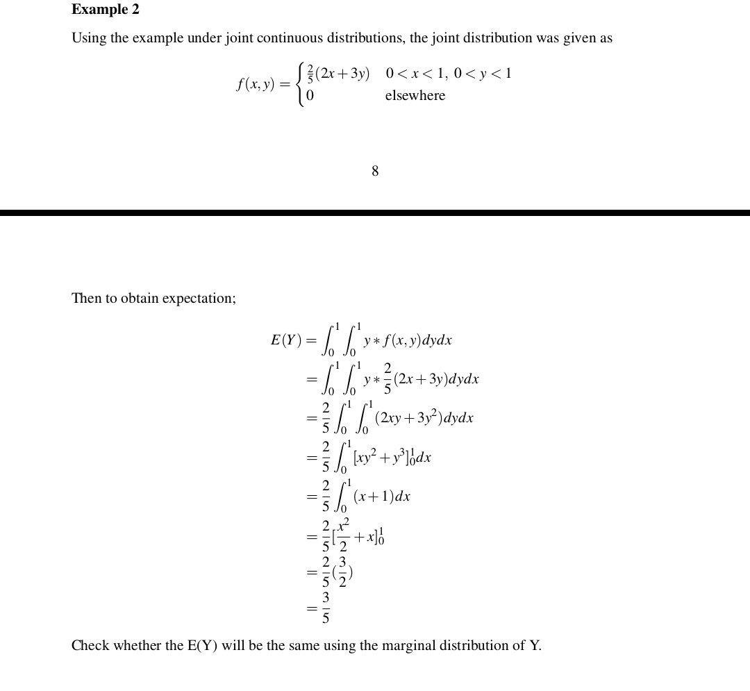 Example 2 Using The Example Under Joint Continuous Distributions The Joint Distribution Was Given As F X Y 2x 1