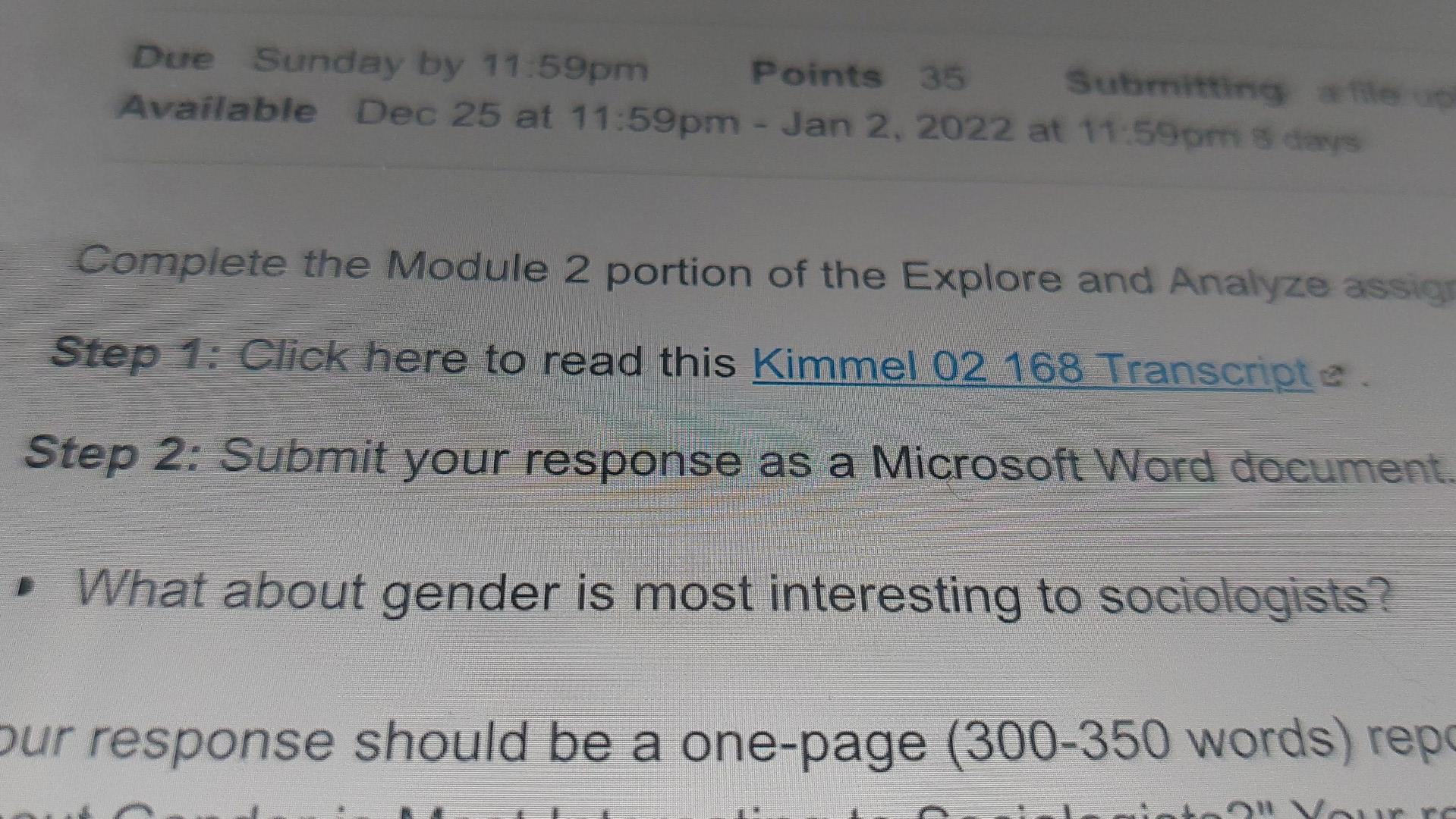1 What About Gender Is Most Interesting To Sociologists 2 3 1