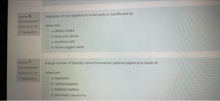 Regulation Of Iron Equilibrium In The Body Is Not Affected By Destion 6 Not Yet Awered Minds Out Of 1 00 Ug Question Se 1