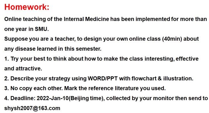 Homework Online Teaching Of The Internal Medicine Has Been Implemented For More Than One Year In Smu Suppose You Are A 1