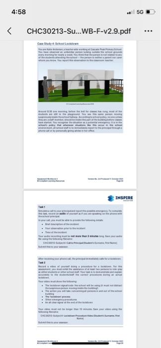 4 58 5g Chc30213 Su Wb F V2 9 Pdf Case Study School London We Are W Www Inspire You Crc Bar Whe The W Choose 4 59 1