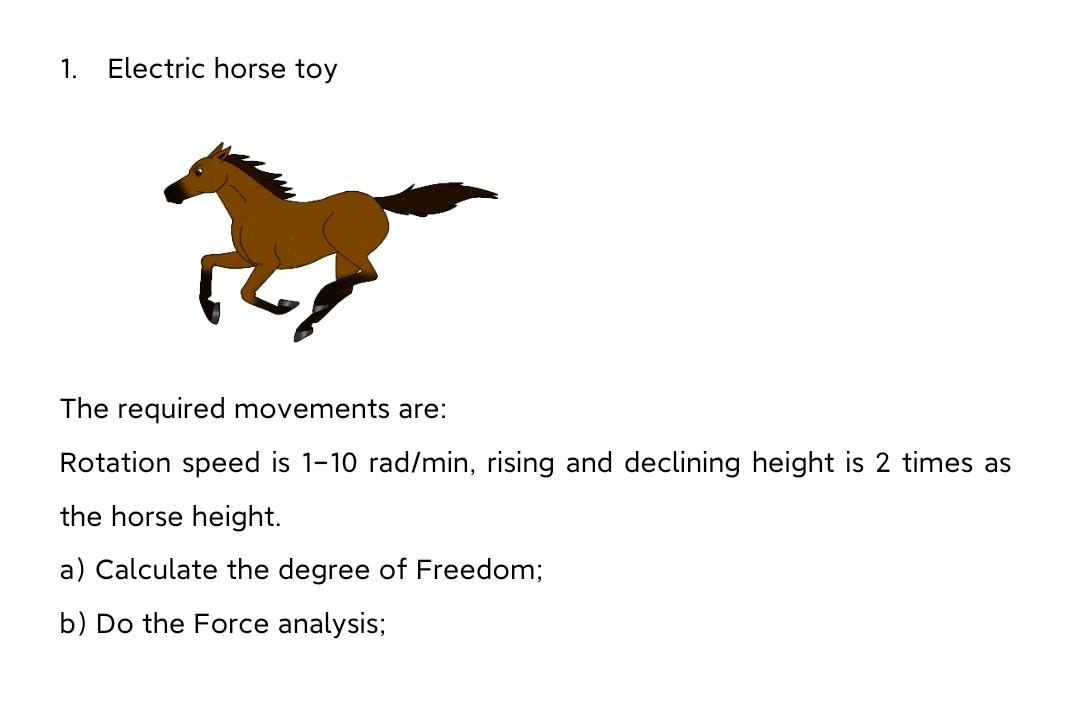1 Electric Horse Toy The Required Movements Are Rotation Speed Is 1 10 Rad Min Rising And Declining Height Is 2 Times 1