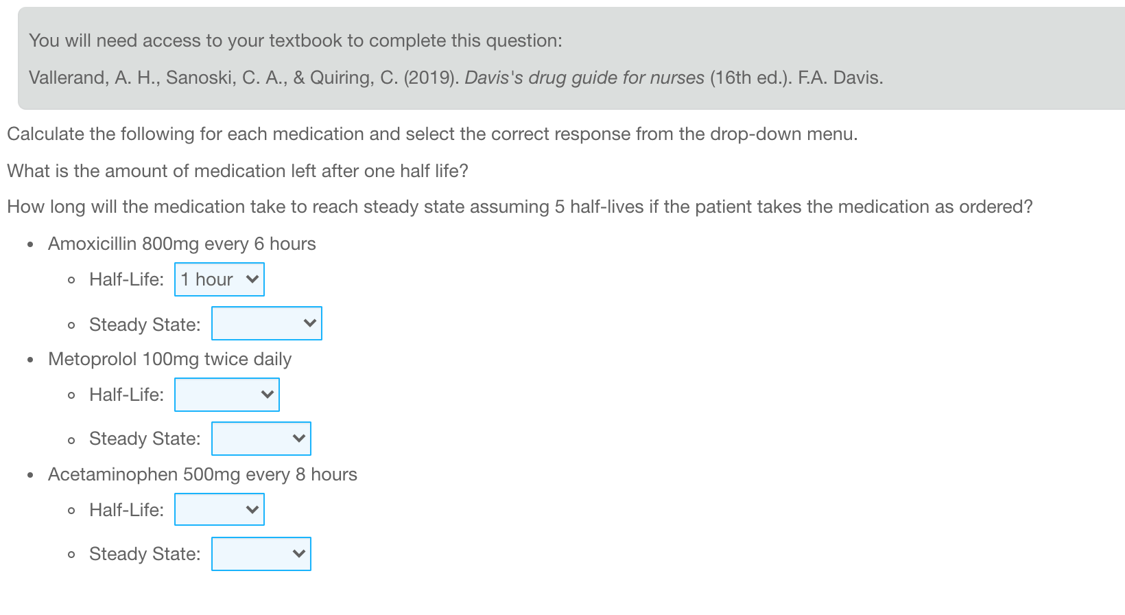 You Will Need Access To Your Textbook To Complete This Question Vallerand A H Sanoski C A Quiring C 2019 1
