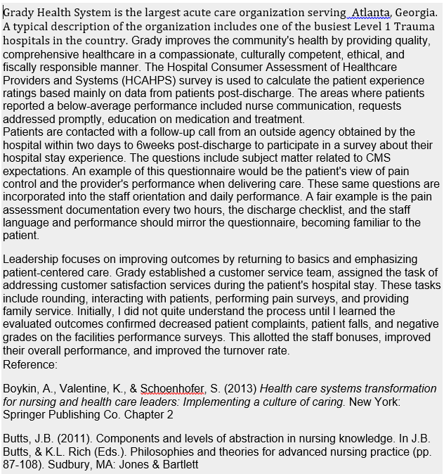 Grady Health System Is The Largest Acute Care Organization Serving Atlanta Georgia A Typical Description Of The Organi 1
