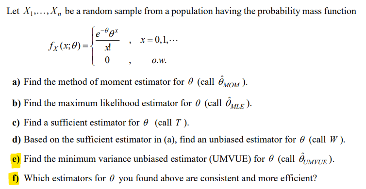 Let X1 X Be A Random Sample From A Population Having The Probability Mass Function N Gr Sung X 0 1 Fx X 0 X 1