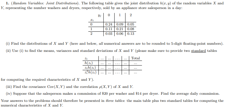 1 Random Variables Joint Distributions The Following Table Gives The Joint Distribution H R Y Of The Random Varia 1