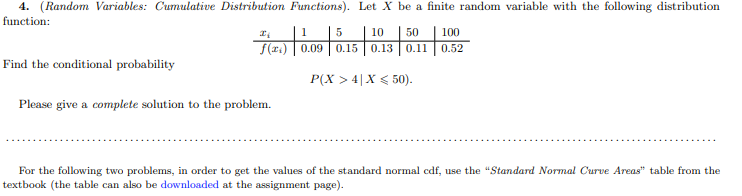4 Random Variables Cumulative Distribution Functions Let X Be A Finite Random Variable With The Following Distribut 1