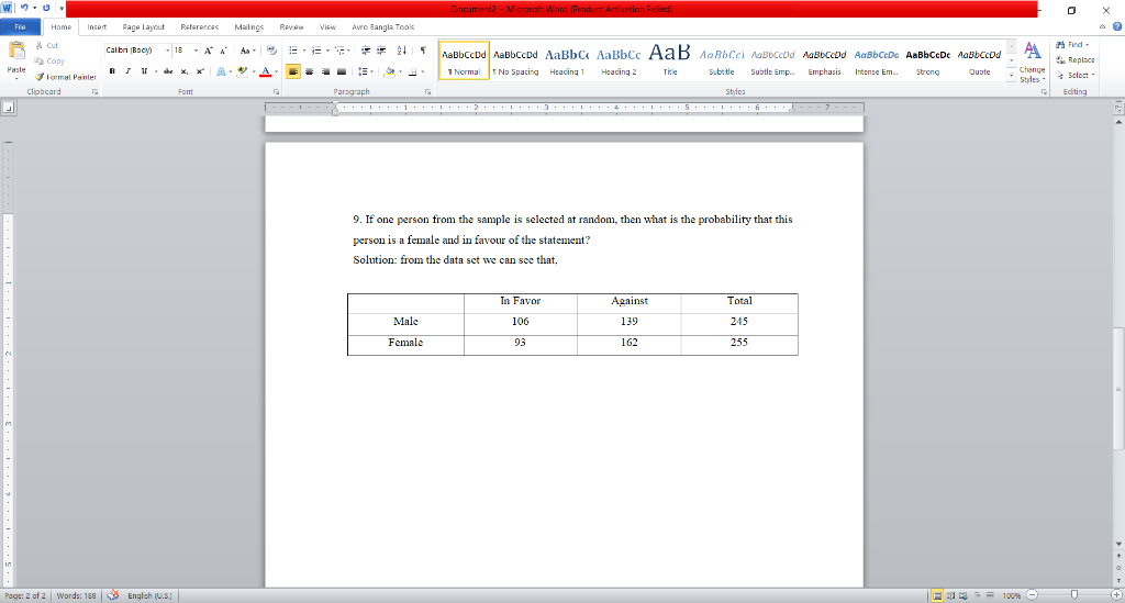 O Vi Find Wu Document2 Microsoft Word Product Activation Failed File Hame Insert Pag Layout References Mailings Rp Av 1