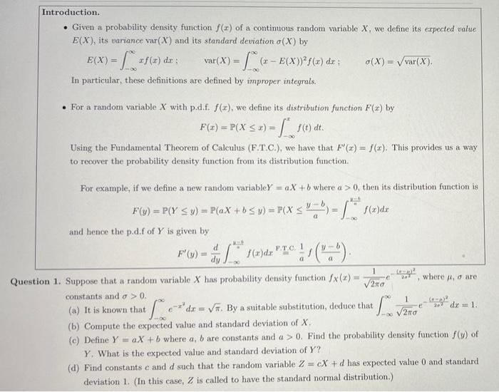 Introduction Given A Probability Density Function F Ur Of A Continuous Random Variable X We Define Its Expected Val 1