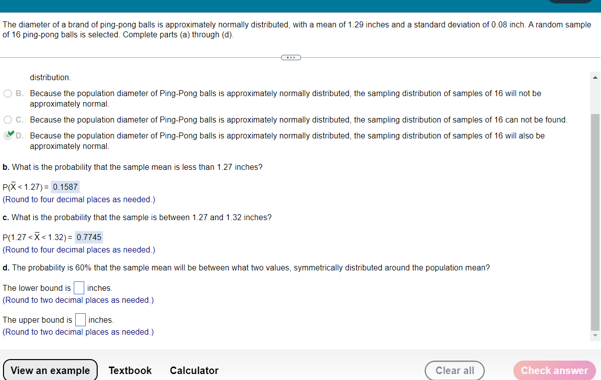 The Diameter Of A Brand Of Ping Pong Balls Is Approximately Normally Distributed With A Mean Of 1 29 Inches And A Stand 1