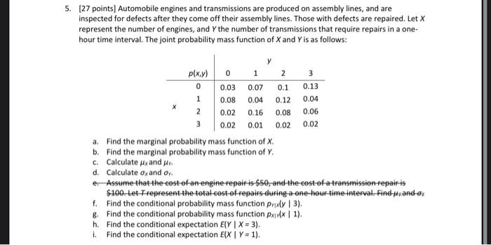 5 27 Points Automobile Engines And Transmissions Are Produced On Assembly Lines And Are Inspected For Defects After 1