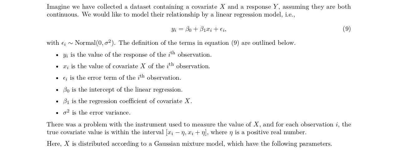Imagine We Have Collected A Dataset Containing A Covariate X And A Response Y Assuming They Are Both Continuous We Wou 1