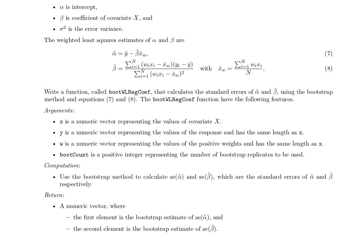 Consider A Dataset With A Continuous Response Y And Only One Covariate X We Model This Dataset By A Weighted Linear Reg 2